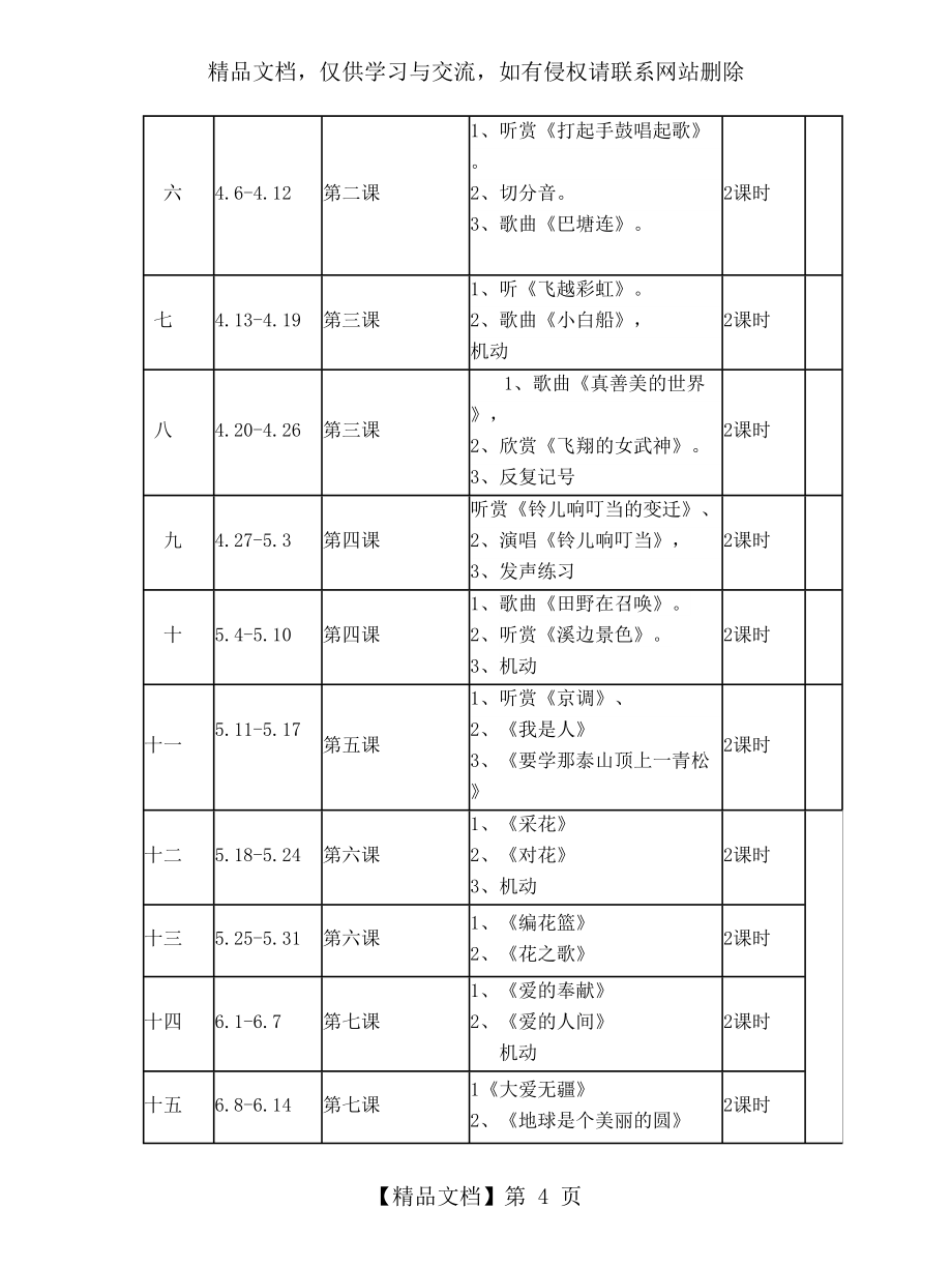 人音版音乐五年级下册教学计划.doc