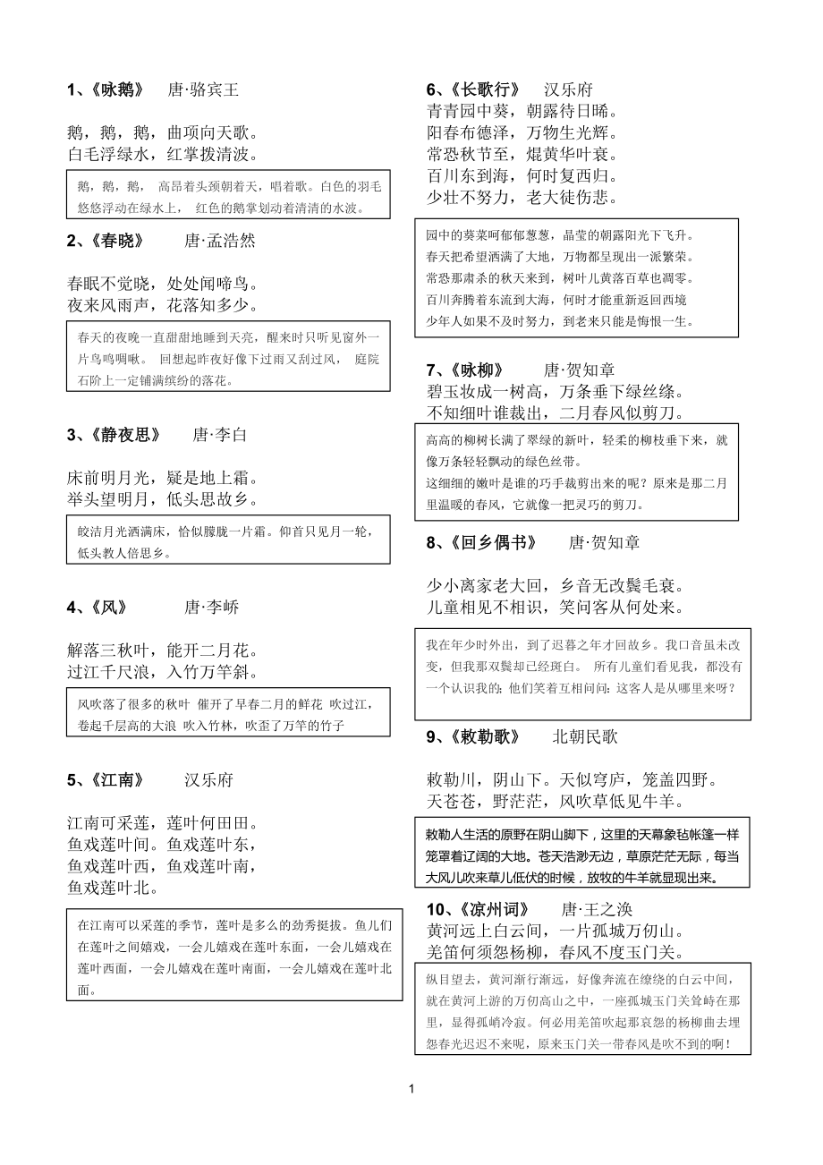 小学必背古诗及译文75首.doc