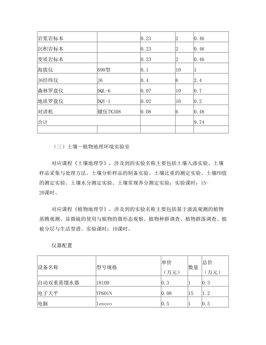 地理科学专业实验室建设方案.doc