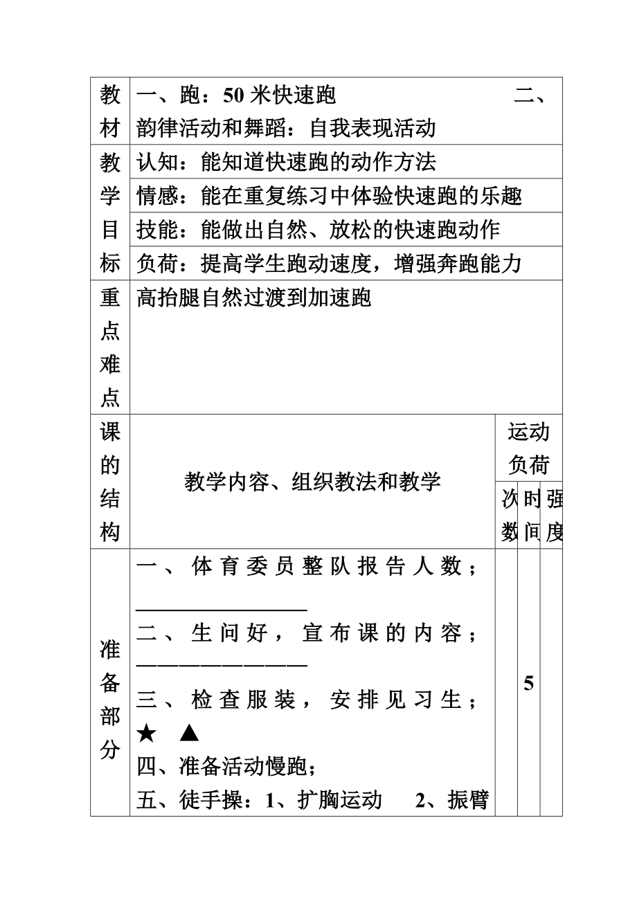 小学五年级下册体育课教案-修改完整.doc