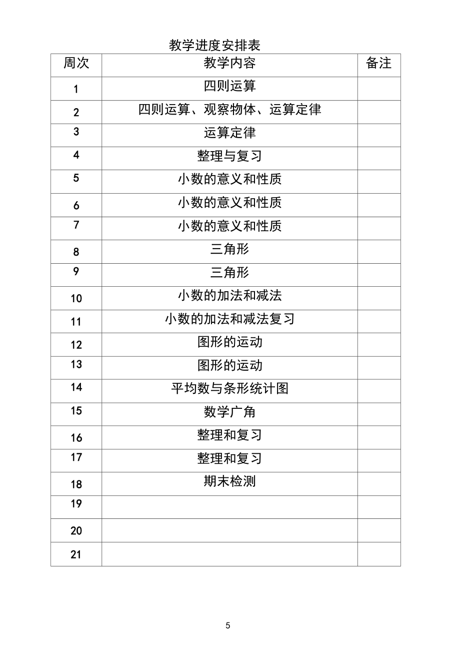 人教版四年级下册数学全册教案含反思.doc