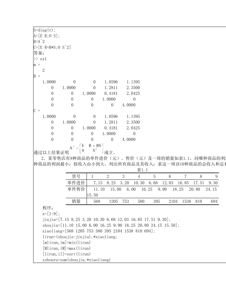 大学数学matlab实验作业1.doc