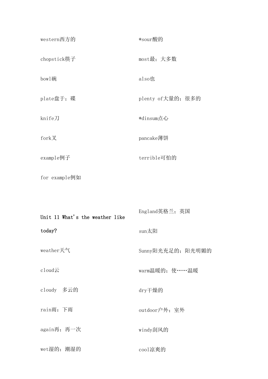 小学五年级英语上册词汇表教育科学出版社.doc