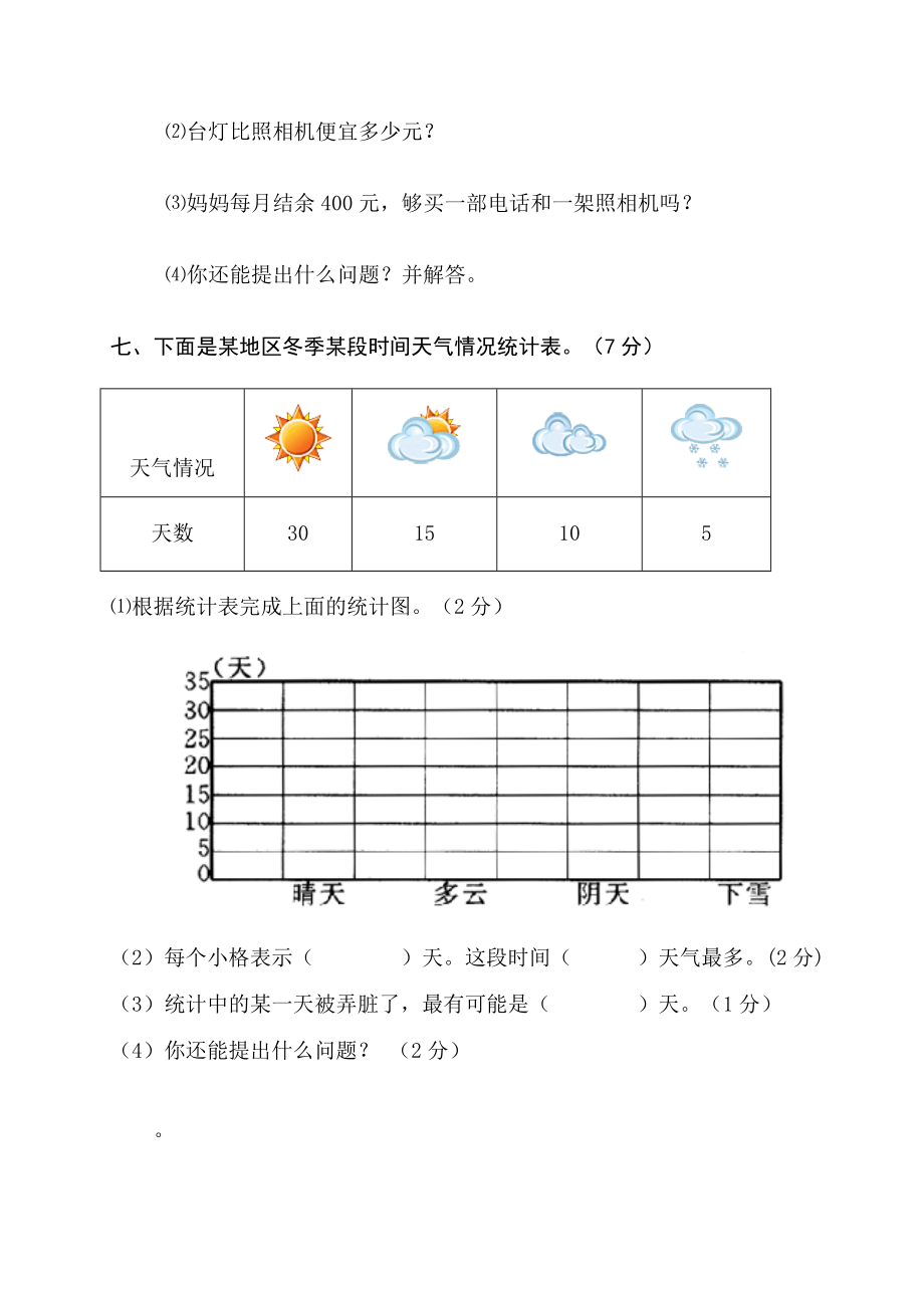 人教版小学数学二年级下册期末检测试题.doc