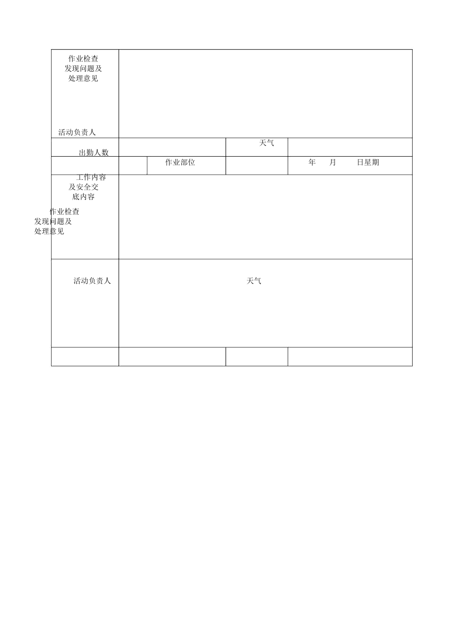 三级安全教育表格范例