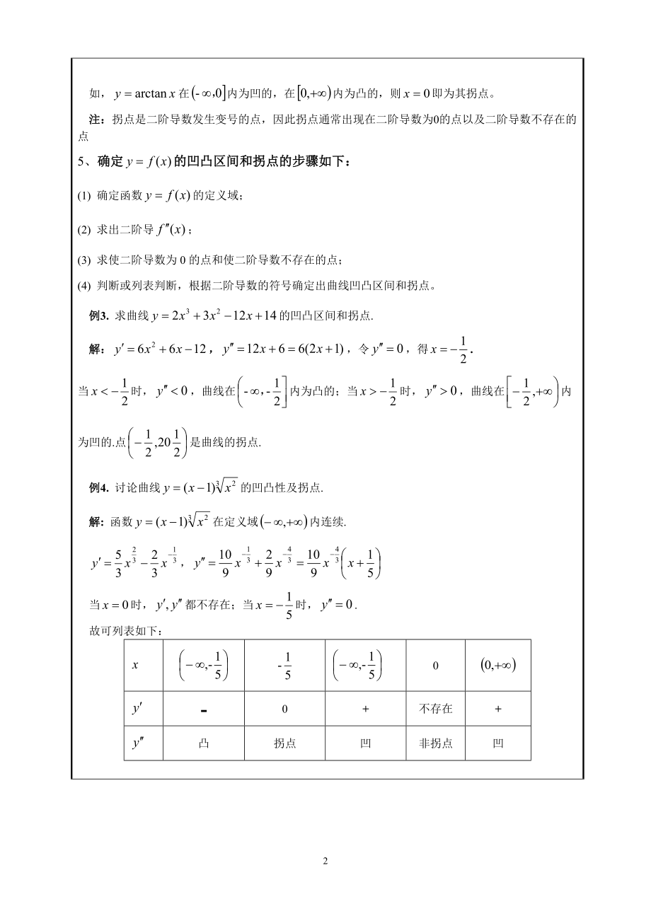 函数的凹凸性与拐点