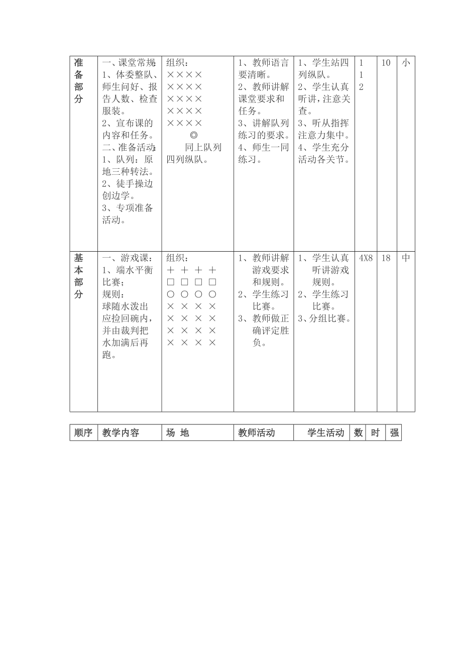 小学一年级体育课教案全集