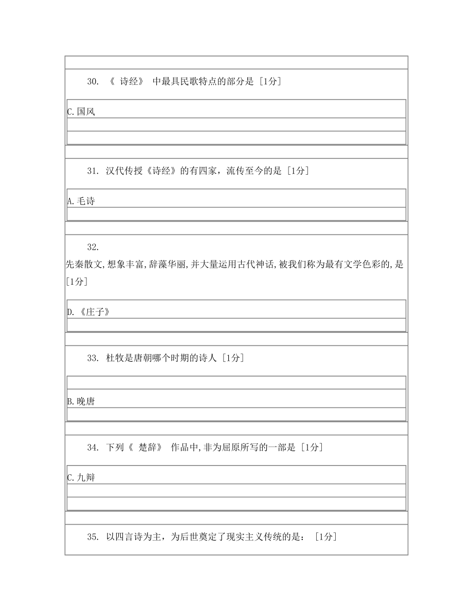 北京中医药大学远程教育学院大学语文1-4次作业