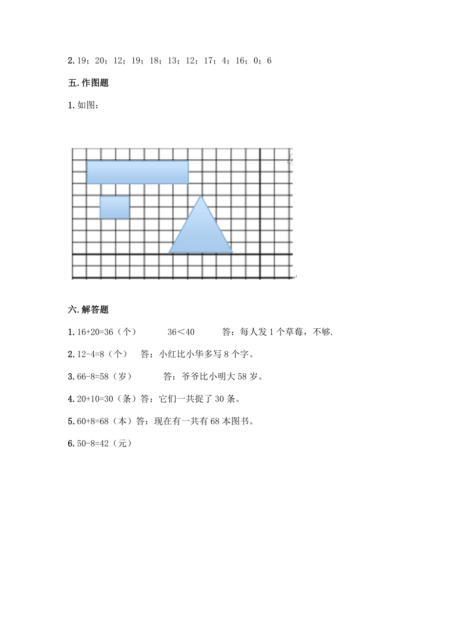 人教版一年级下册数学期末测试卷带答案解析