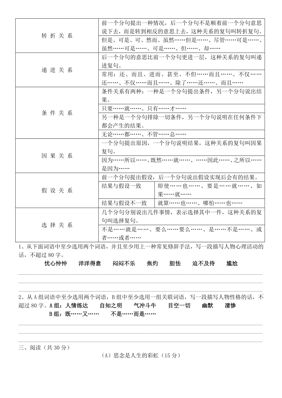 初中语文考试答题技巧与方法