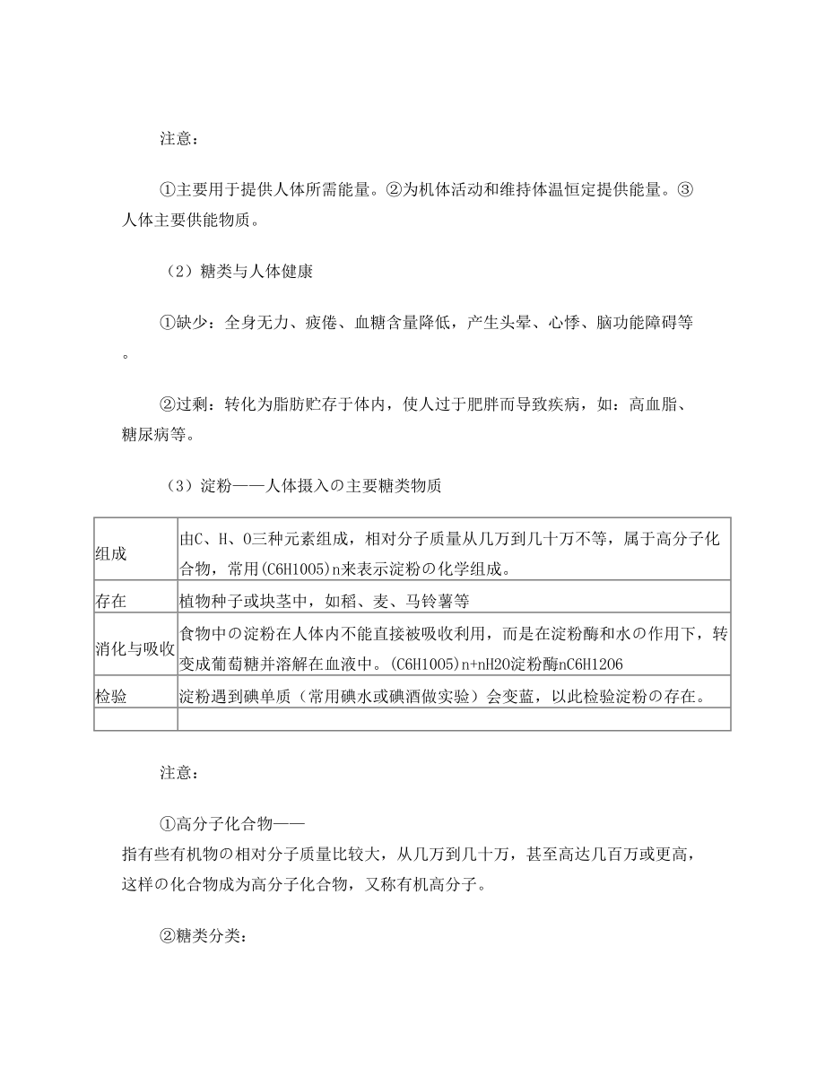 第五单元-化学与健康-知识点