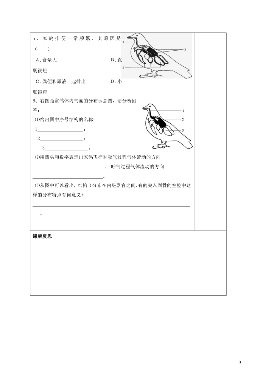 八年级生物5.1.6 鸟教案 新人教版