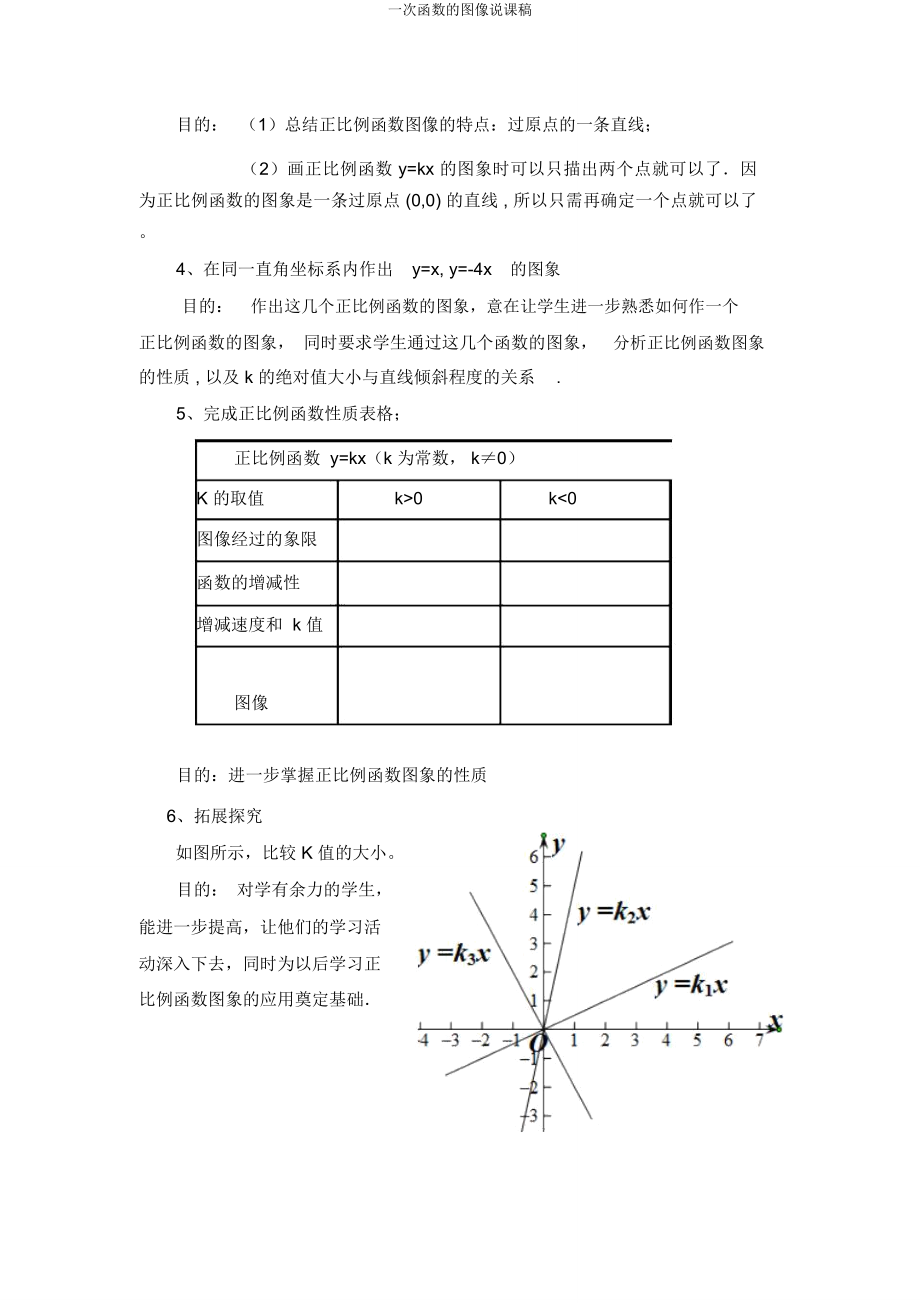 一次函数图像说课稿