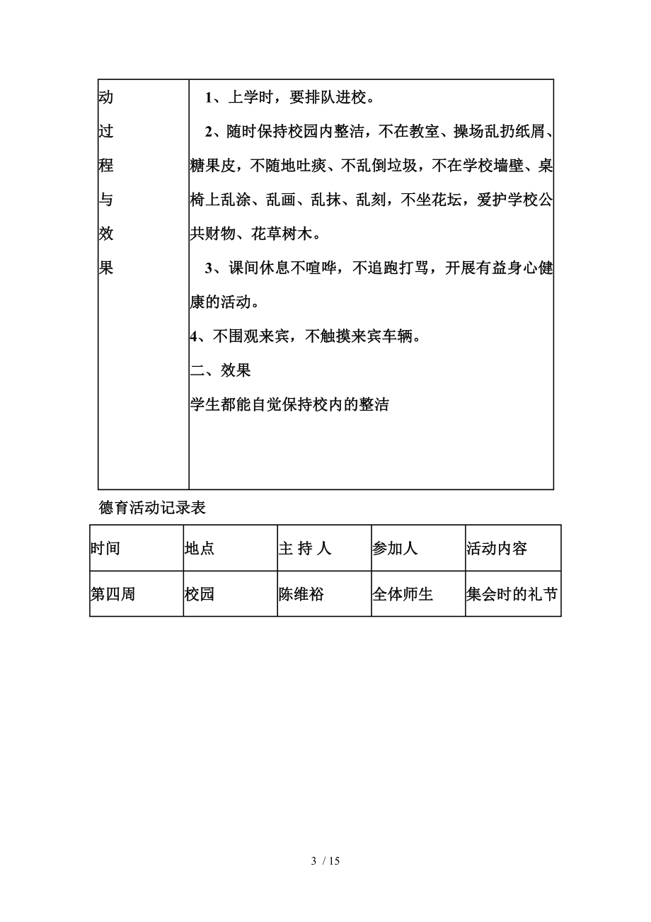 小学德育活动记录表