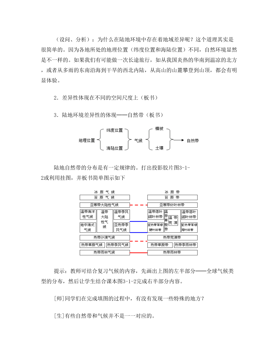 地理：1.3.1《地理环境的差异性》精品教案(鲁教版必修一)