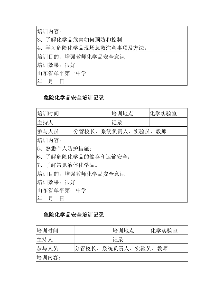 危险化学品安全培训记录 (2)