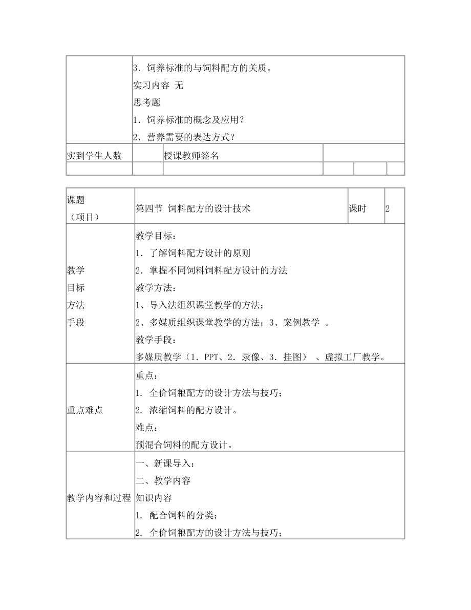 家禽营养与饲料教案