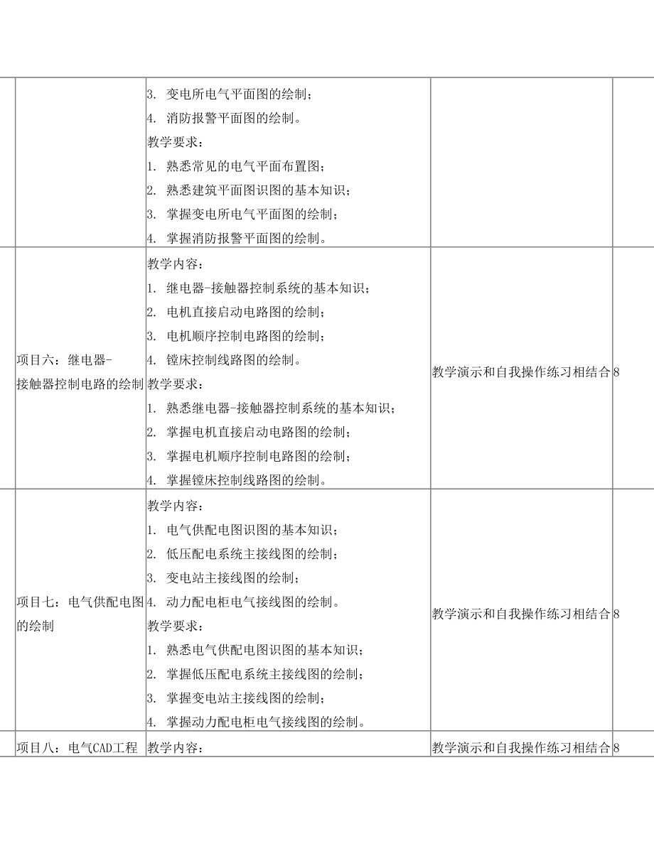 电气专业--《机电CAD》课程标准