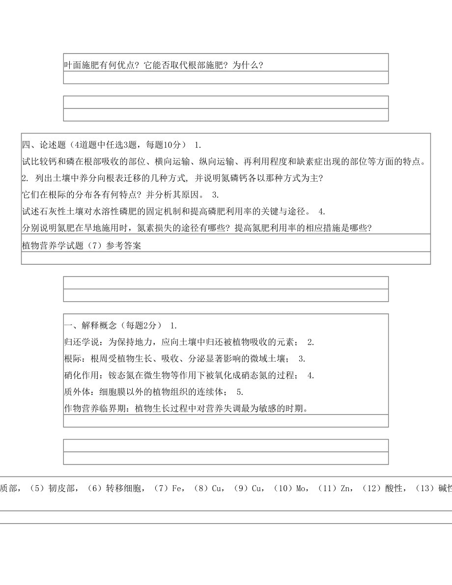 植物营养学试题及答案(7)