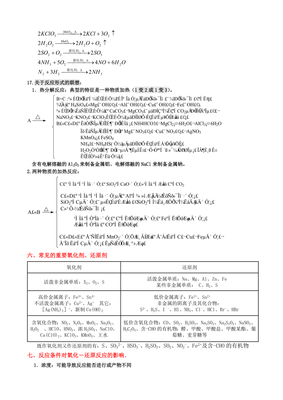 最新高三化学知识点汇总