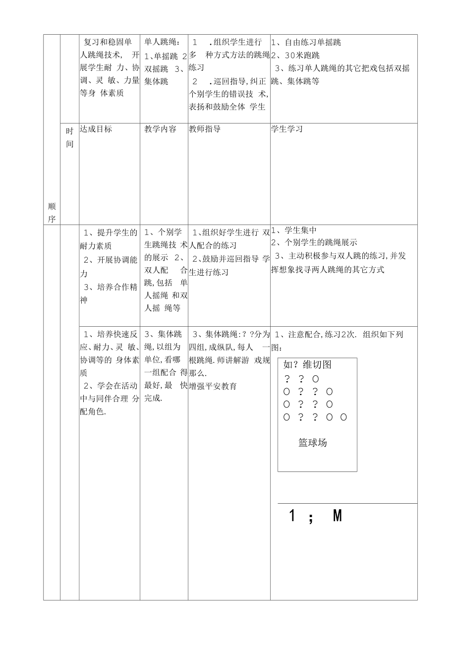 初中跳绳教案