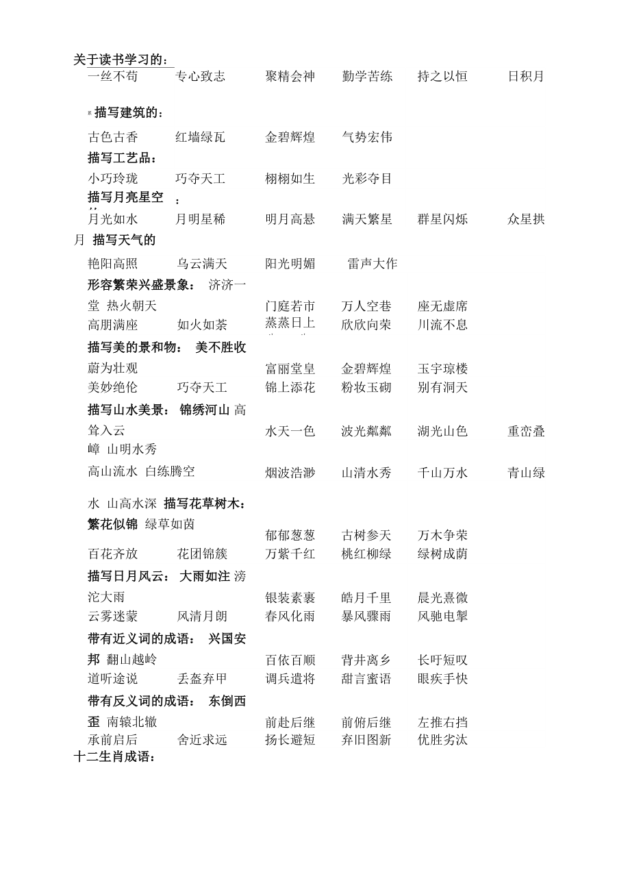 最新人教版小学四年级语文知识点归纳总结