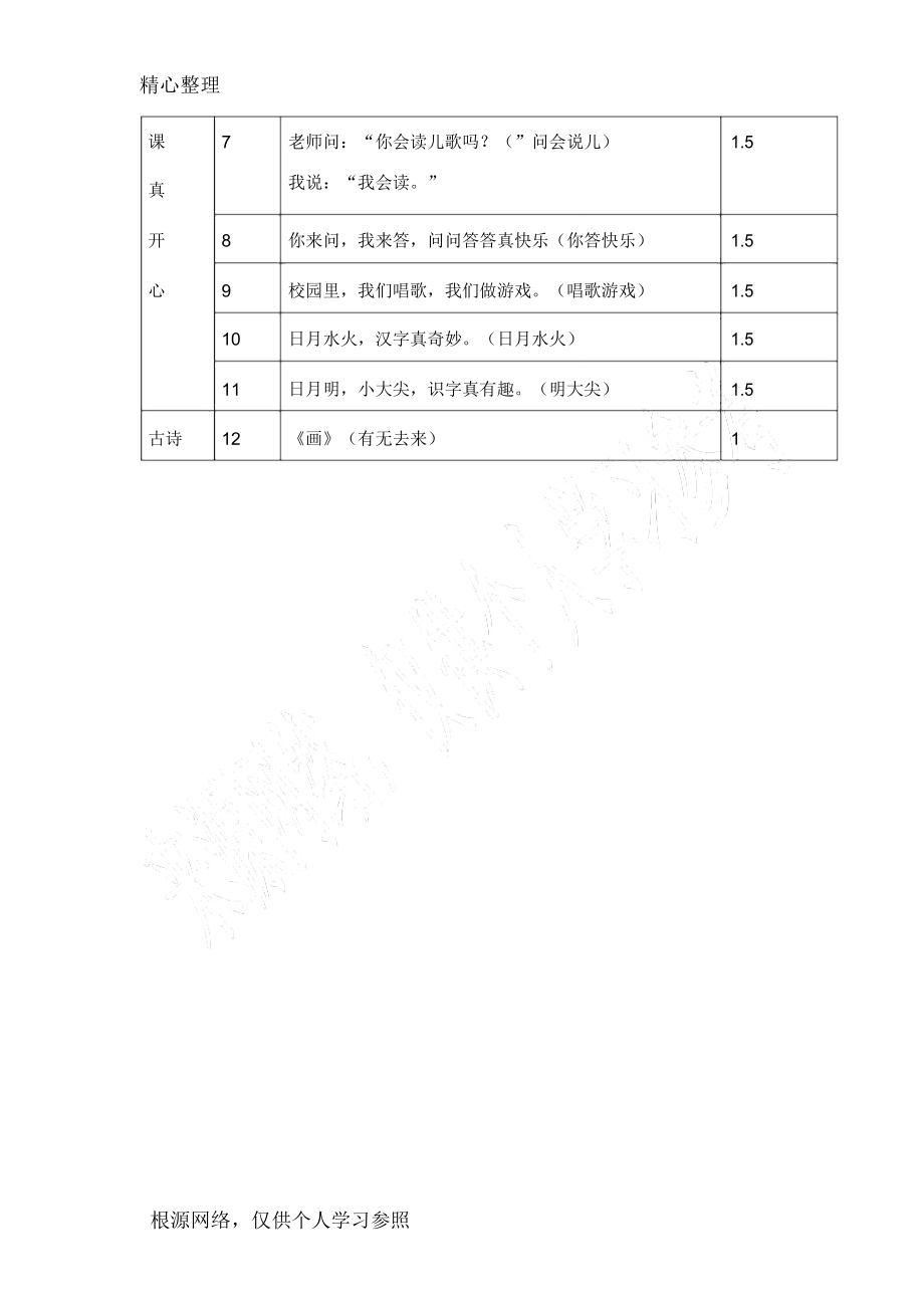 一年级语文学习准备期方案