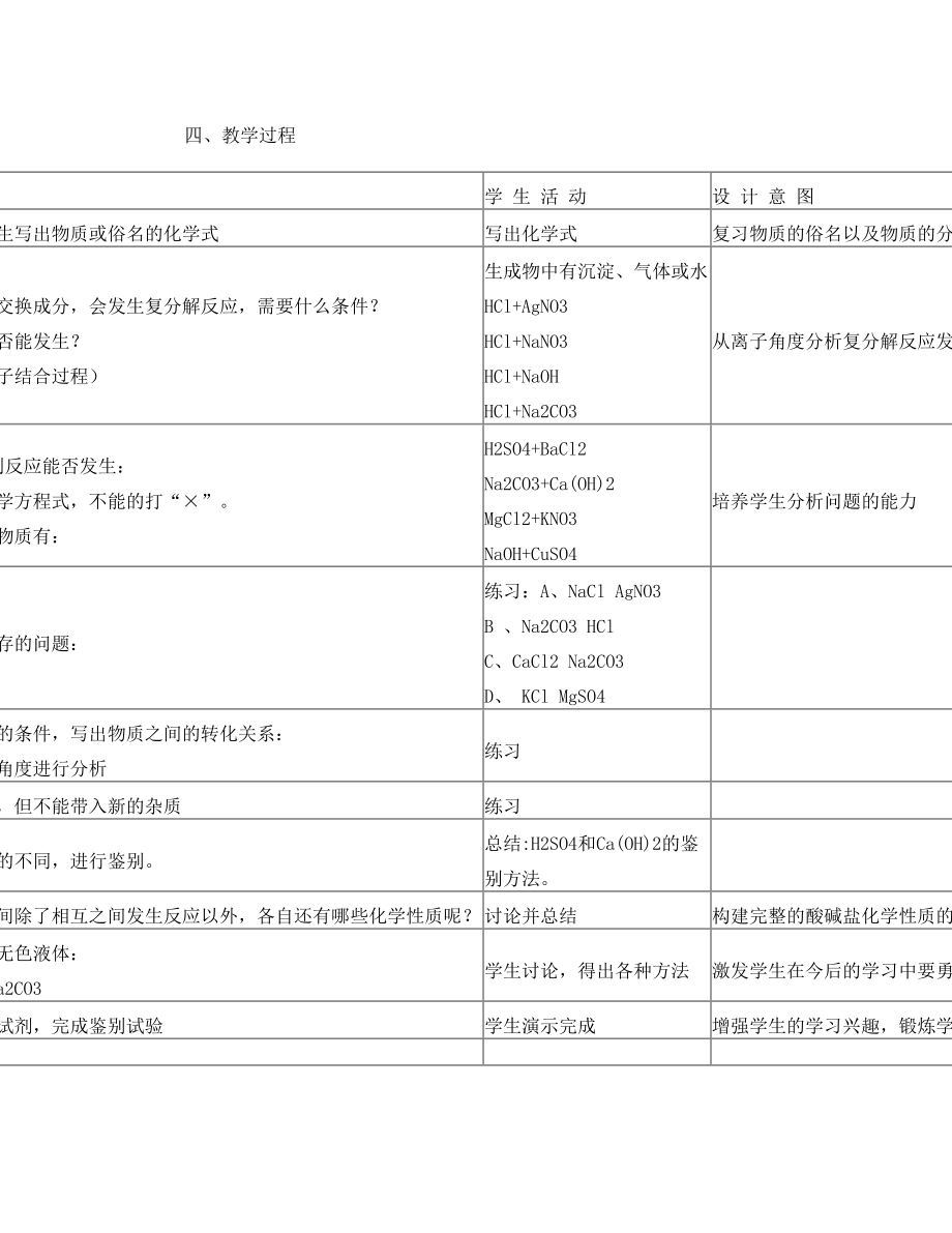 人教版九年级化学酸碱盐复习课教案