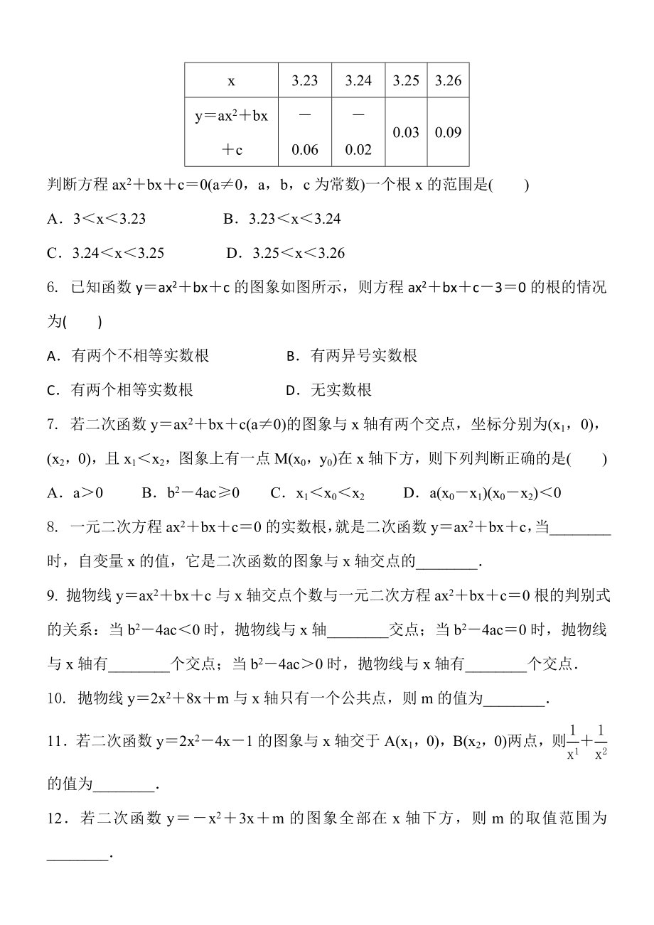 《二次函数与一元二次方程》专题练习含答案