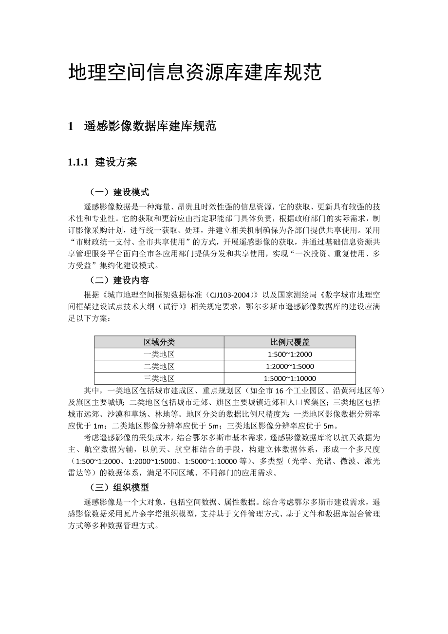 地理空间信息资源空间库建库规范