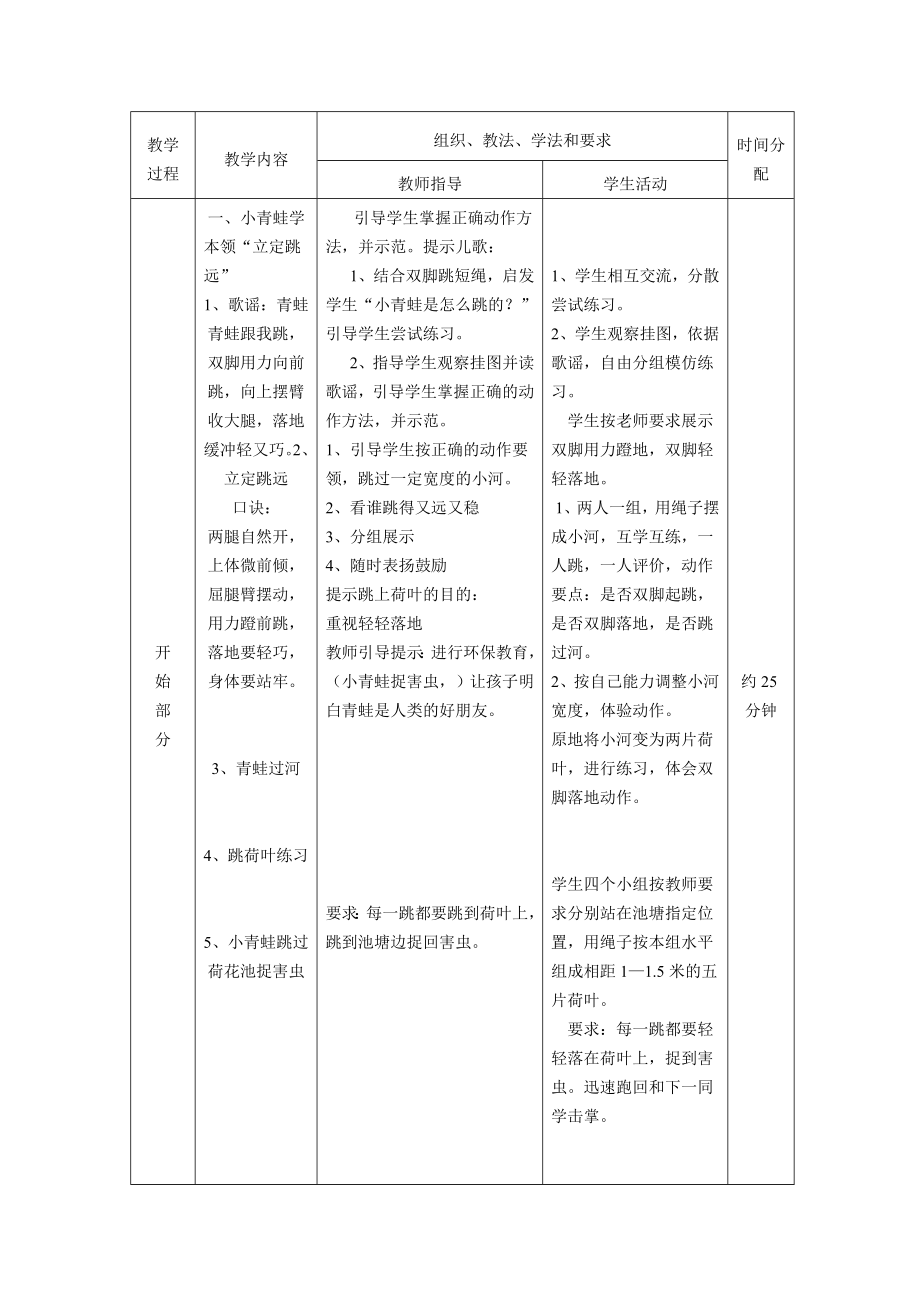 小学体育立定跳远教案111111