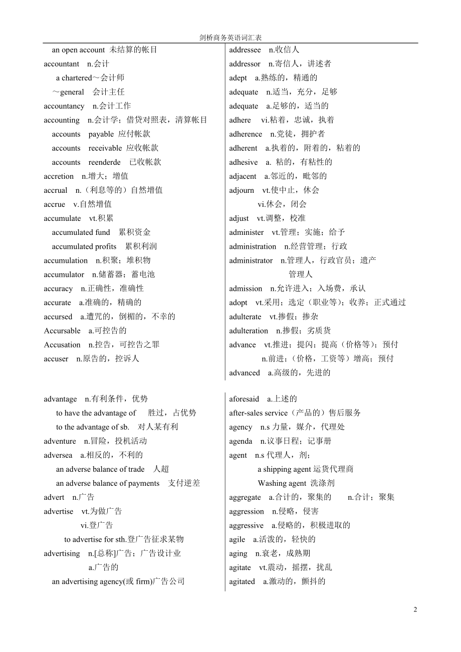 剑桥商务英语词汇表