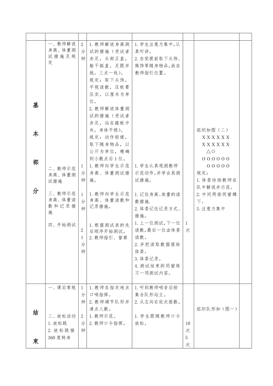 小学体质健康测试教案合集