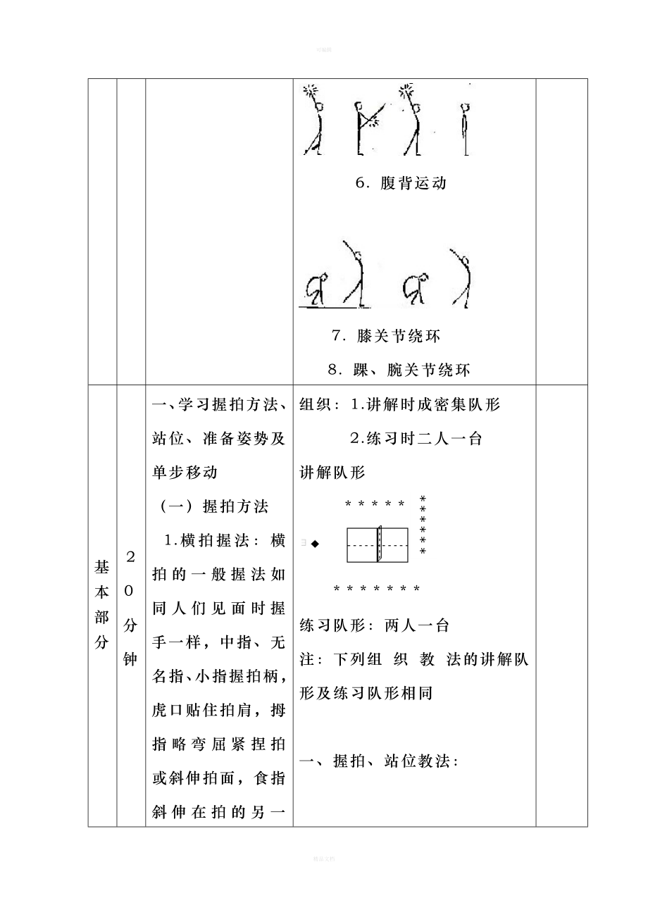 乒乓球兴趣小组教案