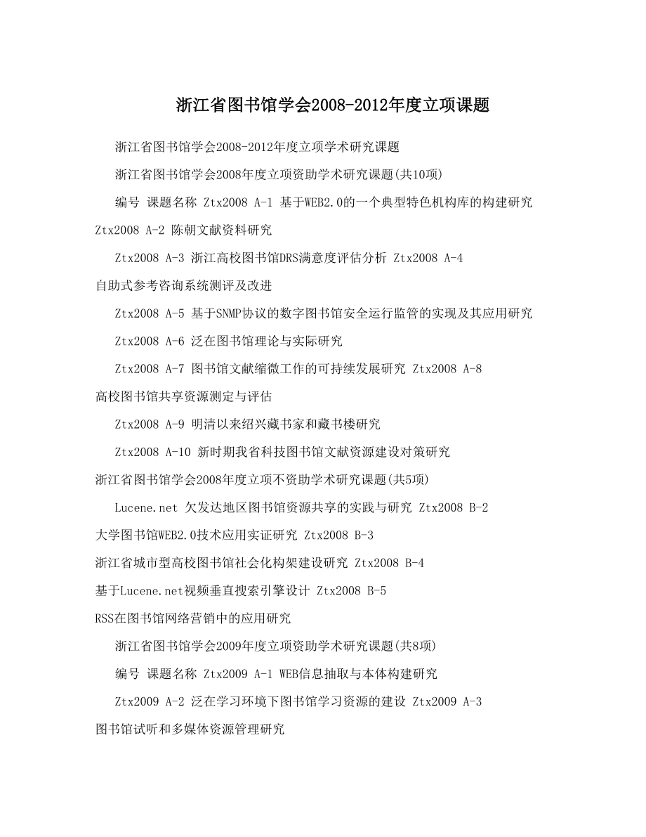 浙江省图书馆学会2008-立项课题.doc