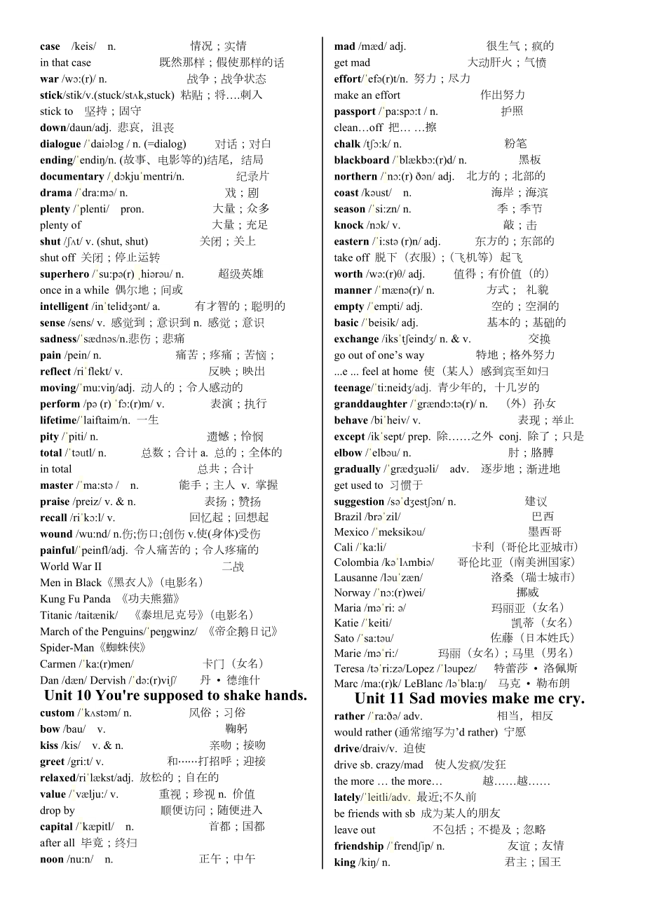 新人教版九年级英语全册各单元单词表(含音标).doc