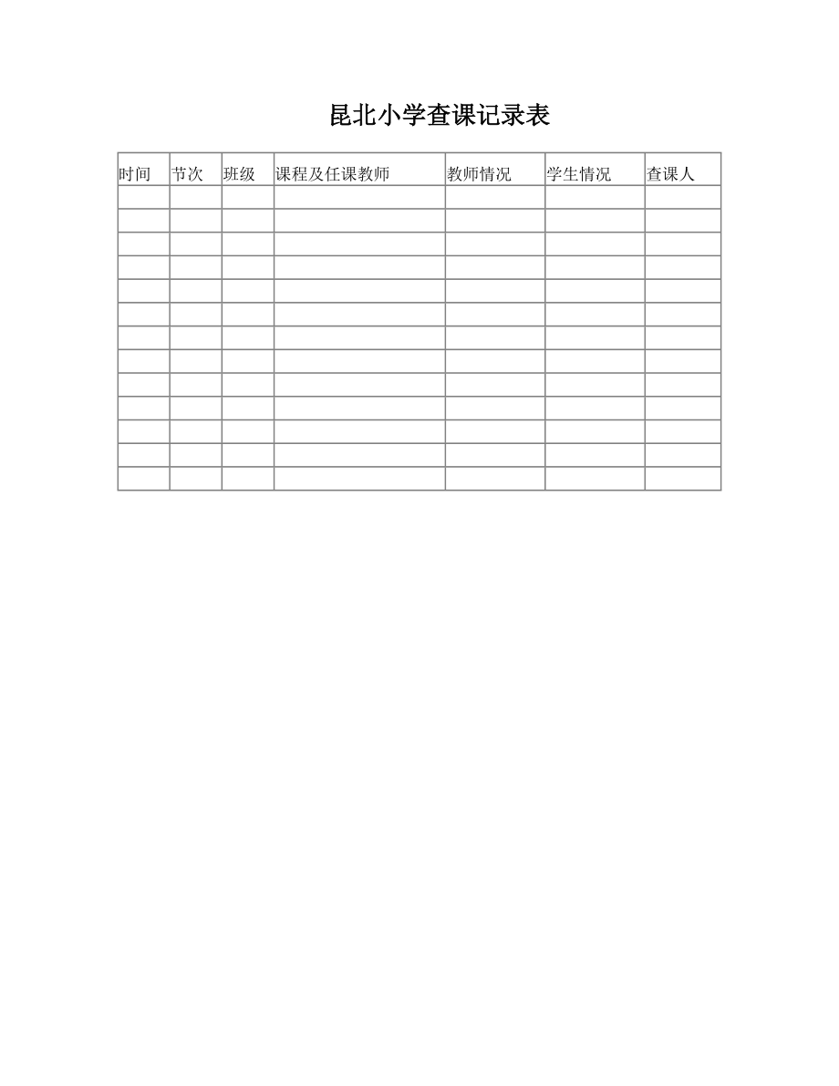 昆北小学查课记录表.doc