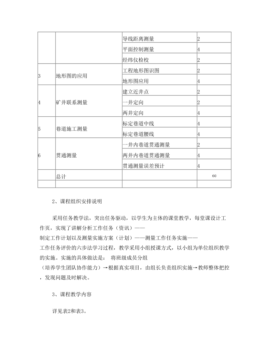 煤矿开采技术《矿山测量》课程标准(1).doc