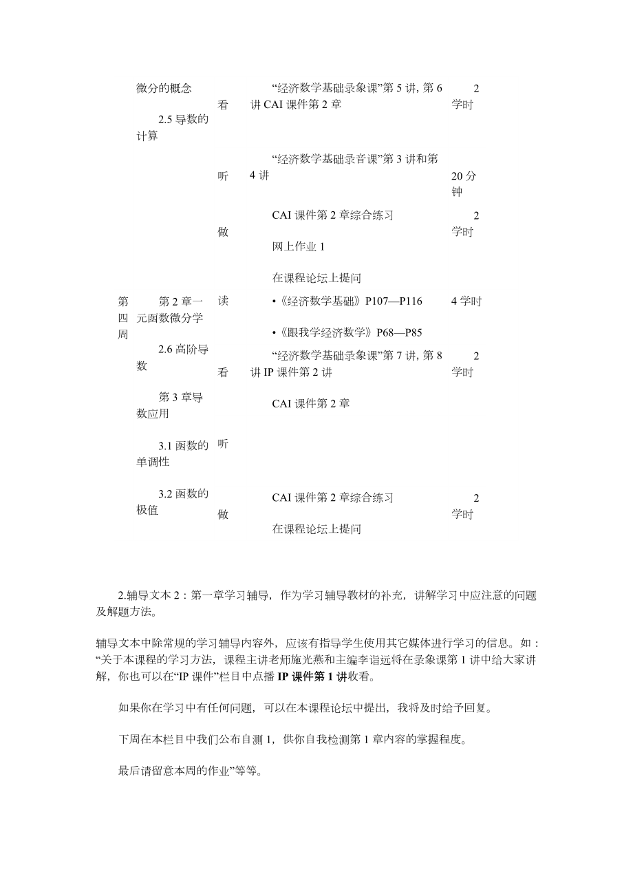 经济数学基础课程网上教学整体设计方案.doc