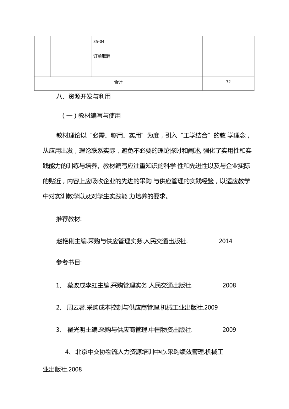 采购与供应管理课程标准.doc