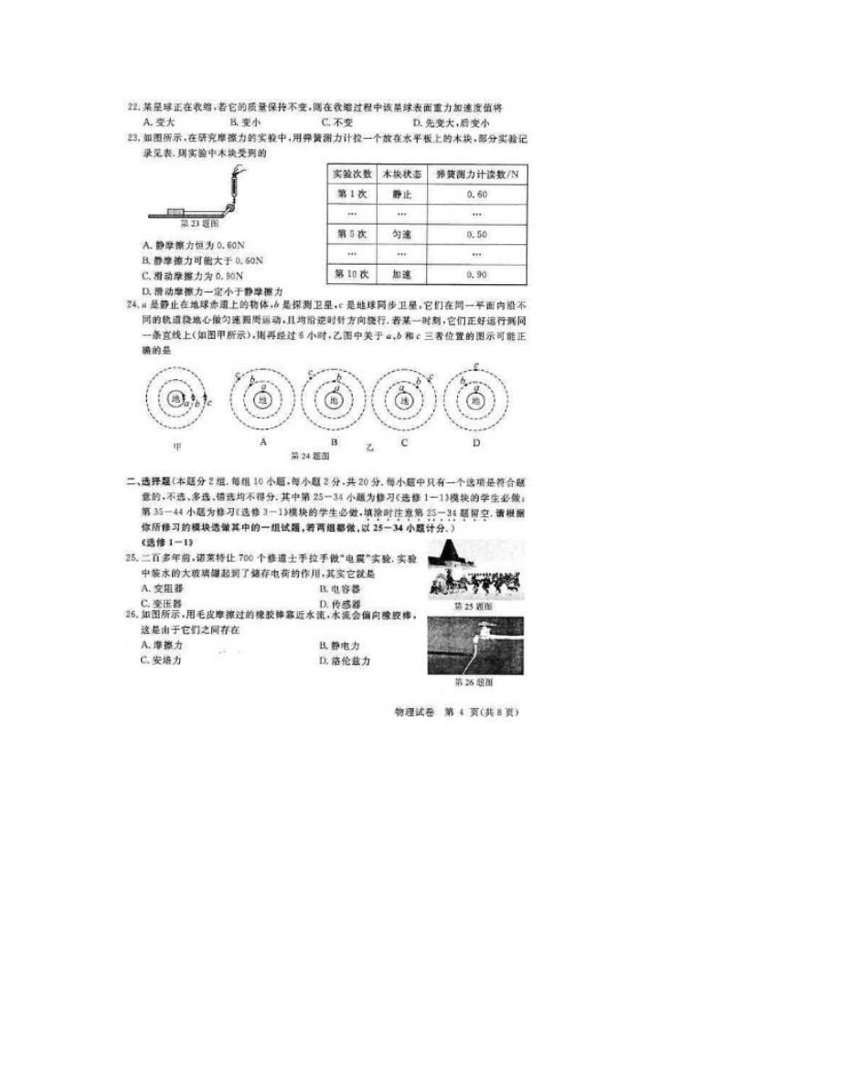 2010浙江物理会考试卷及答案.doc