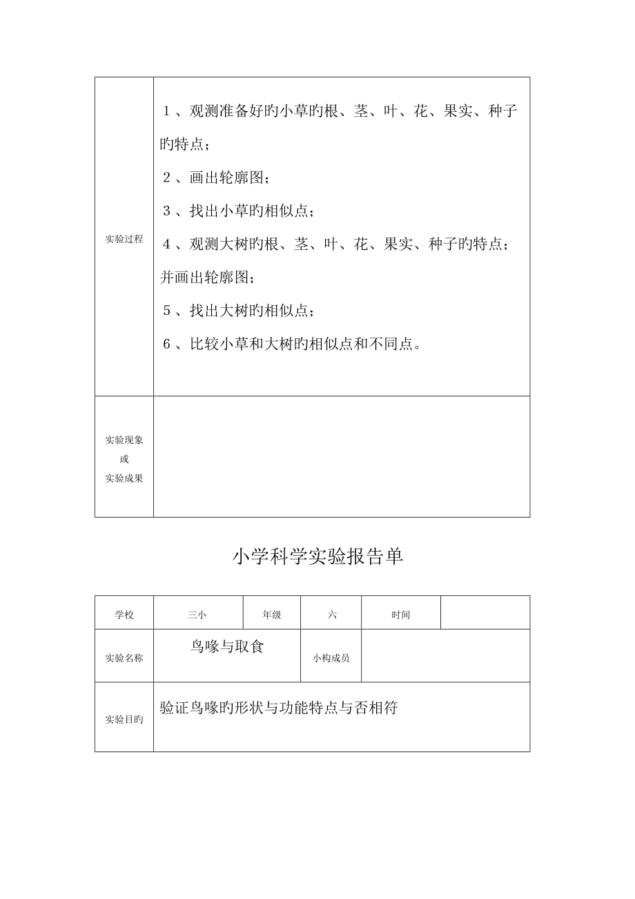 2022年小学科学实验报告单新教科版年级全.doc