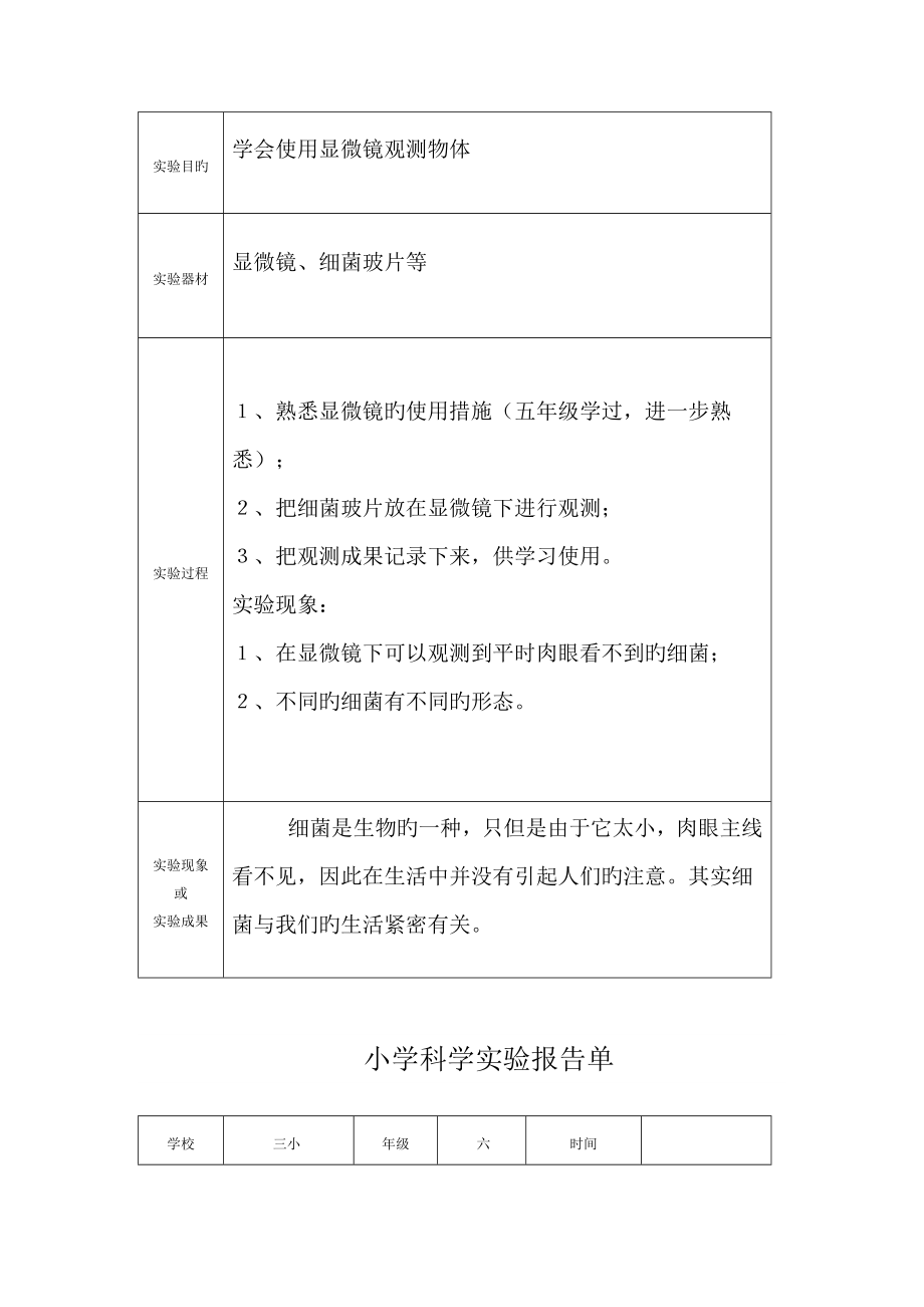 2022年小学科学实验报告单新教科版年级全.doc