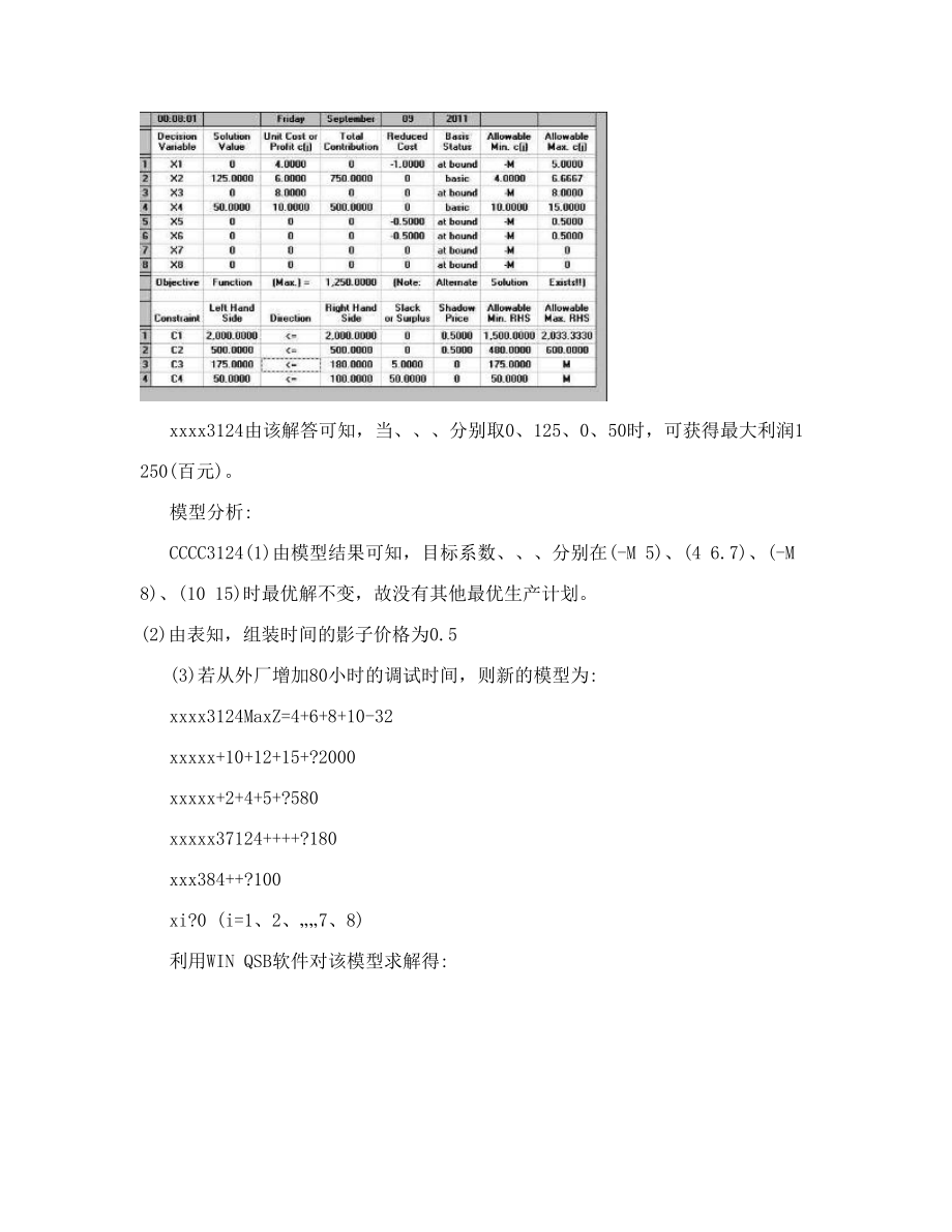 运筹学案例——QSB解线性规划应用题.doc