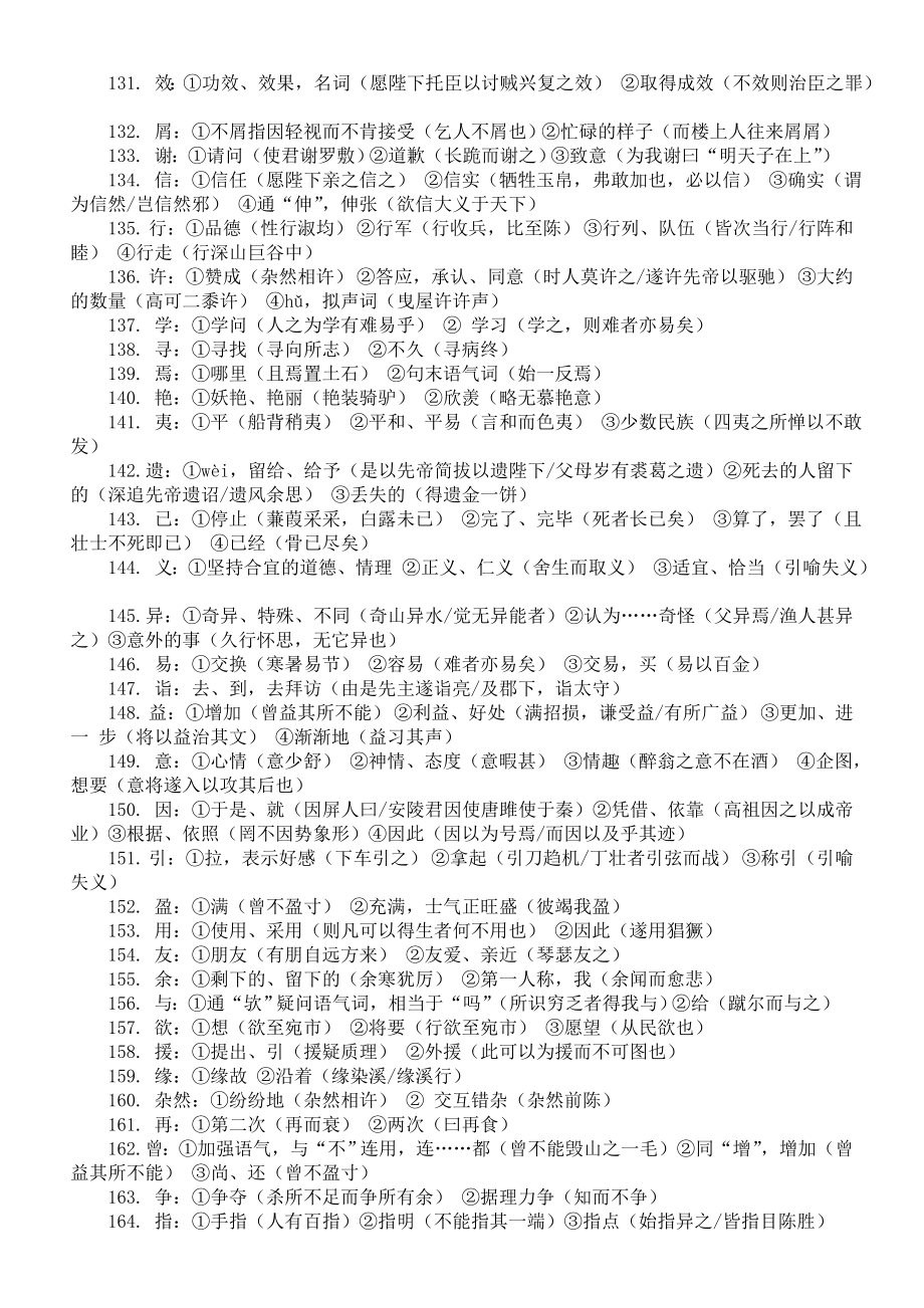 初中语文必背文言文实词i汇总（共180个）（直接打印每生一份熟记）.doc