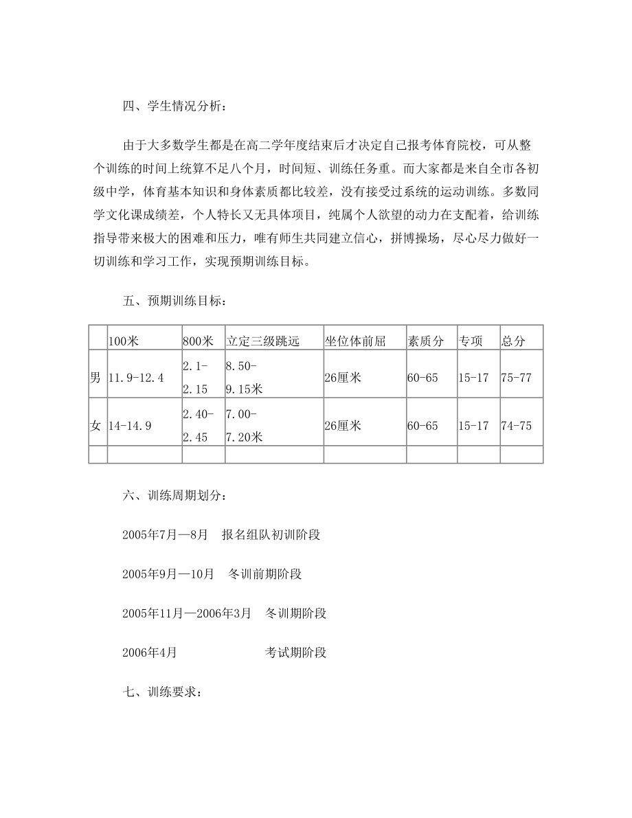 高三体育生训练计划.doc