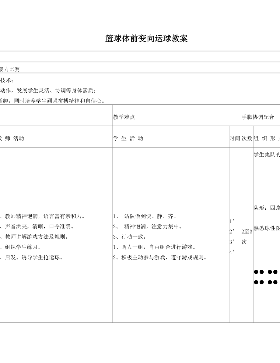 篮球体前变向运球教案.doc