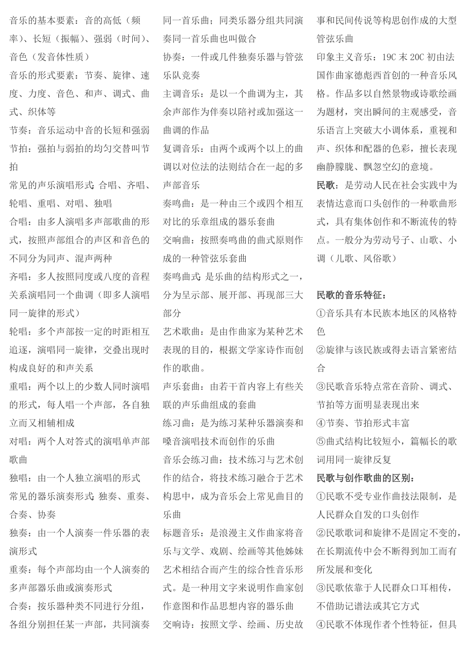 音乐基础知识(教师招聘考试知识点全).doc