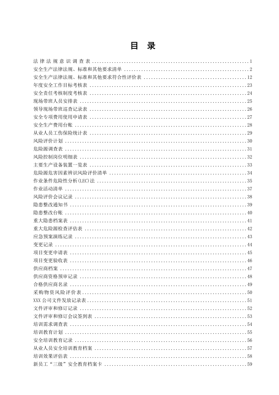 安全生产标准化记录表格汇编（200页）.doc