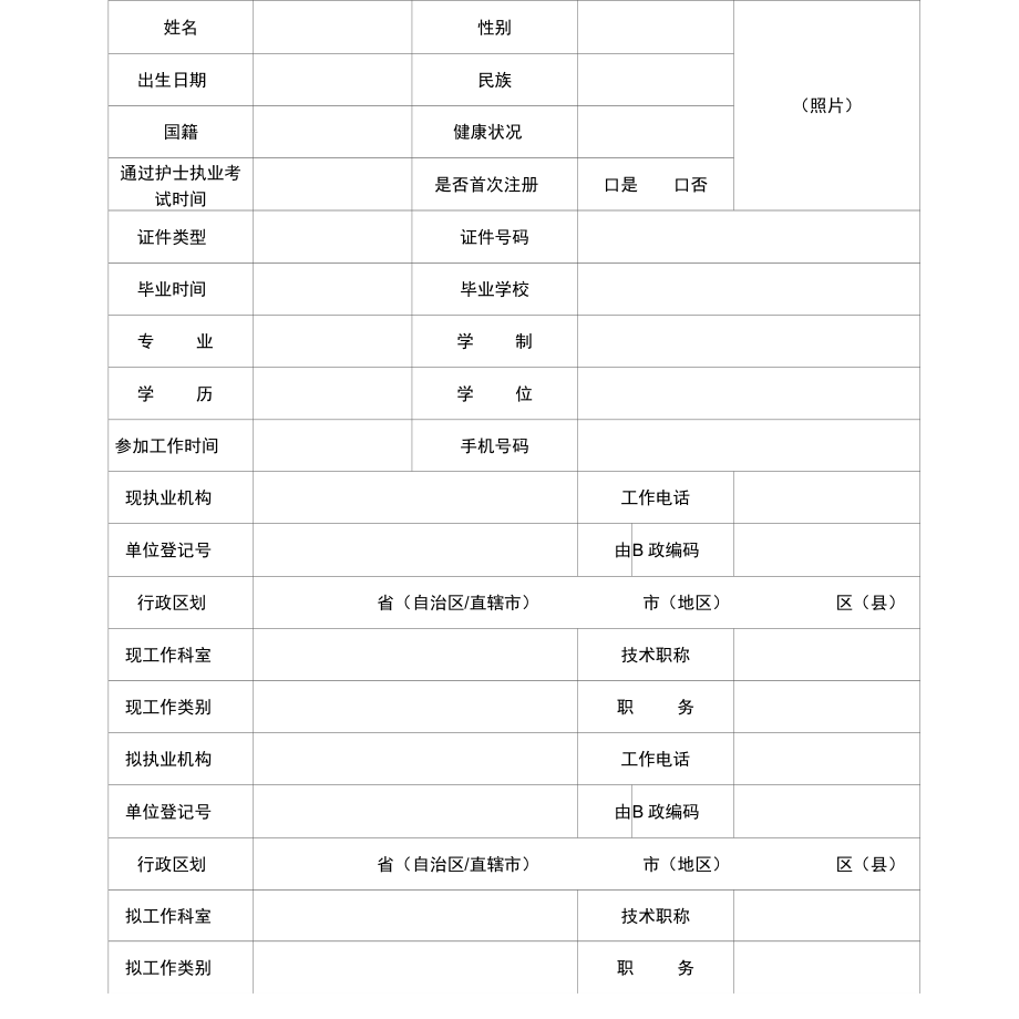 新版护士执业注册申请审核表.doc